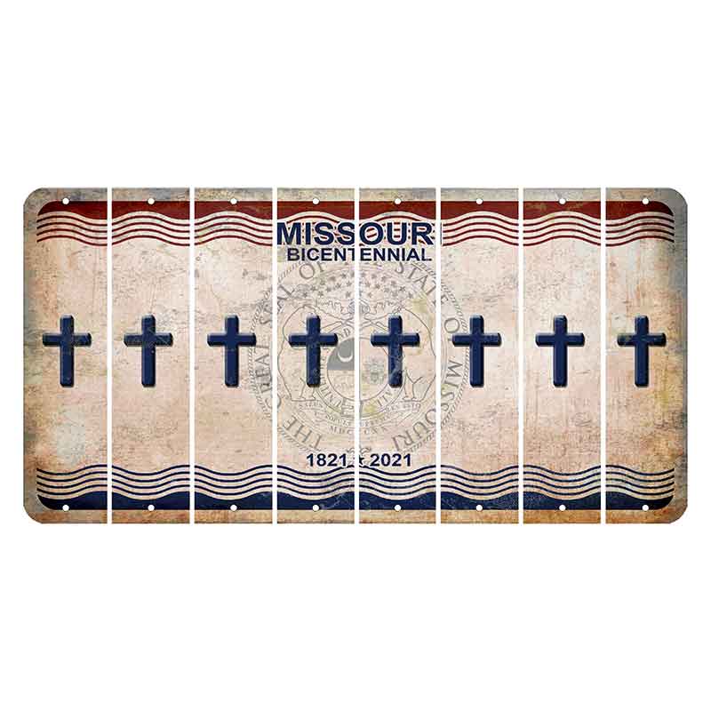 Missouri Bicentennial Cut License Plate Strips (Set of 8) Cross