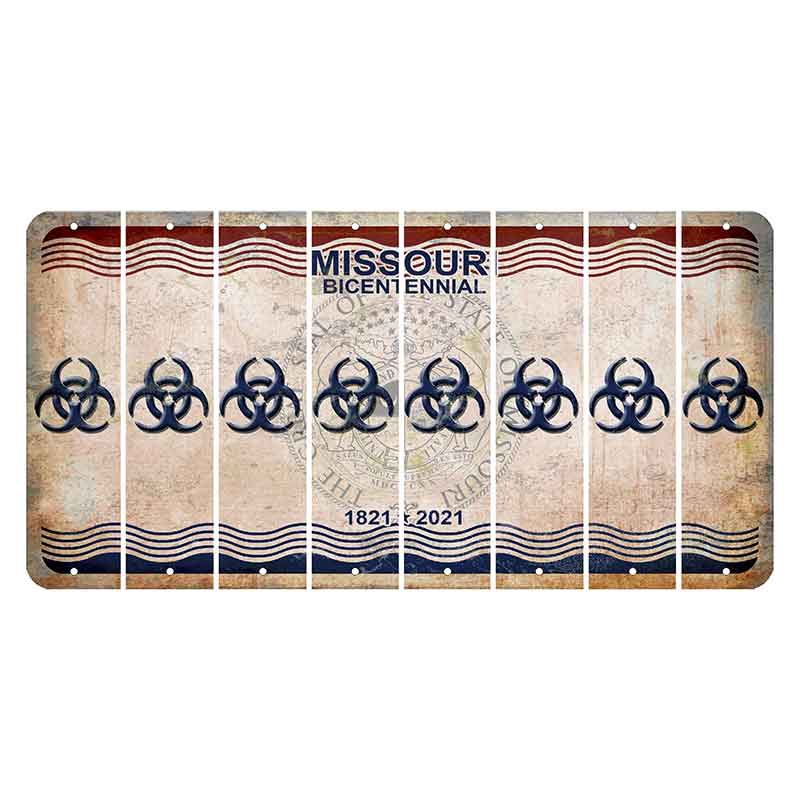 Missouri Bicentennial Cut License Plate Strips (Set of 8) Radioactive