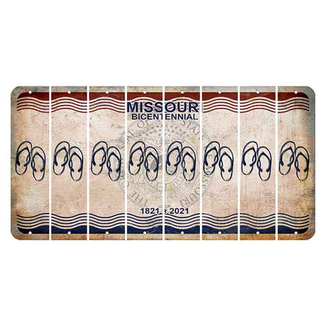 Missouri Bicentennial Cut License Plate Strips (Set of 8) Flip Flops