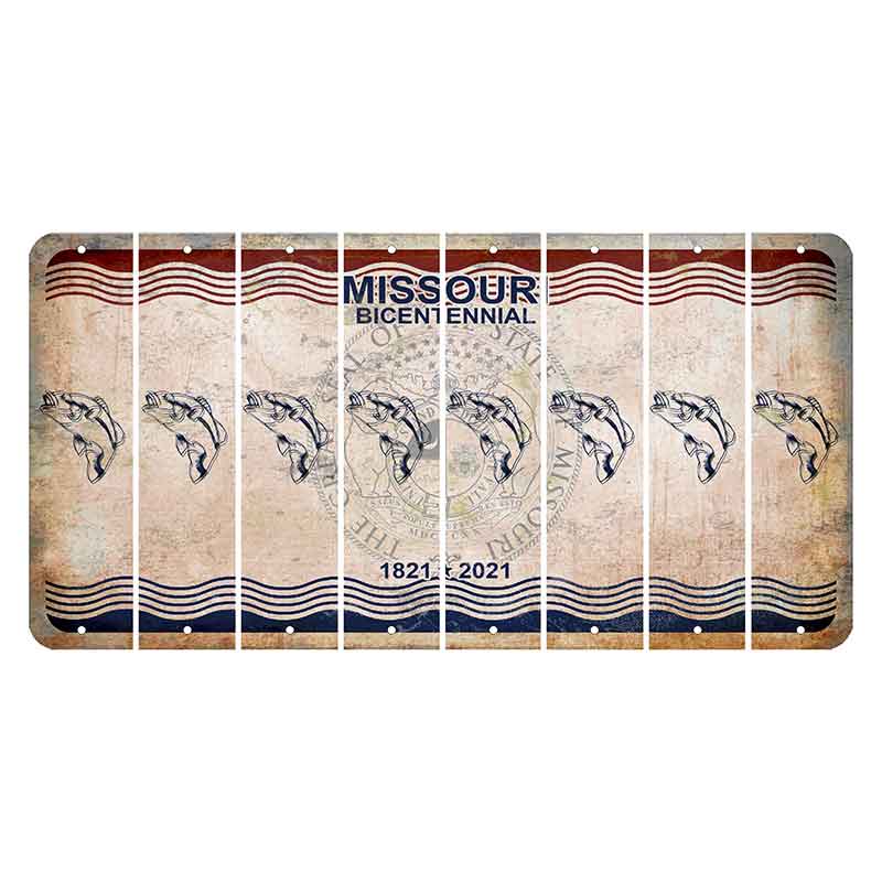 Missouri Bicentennial Cut License Plate Strips (Set of 8) Fish