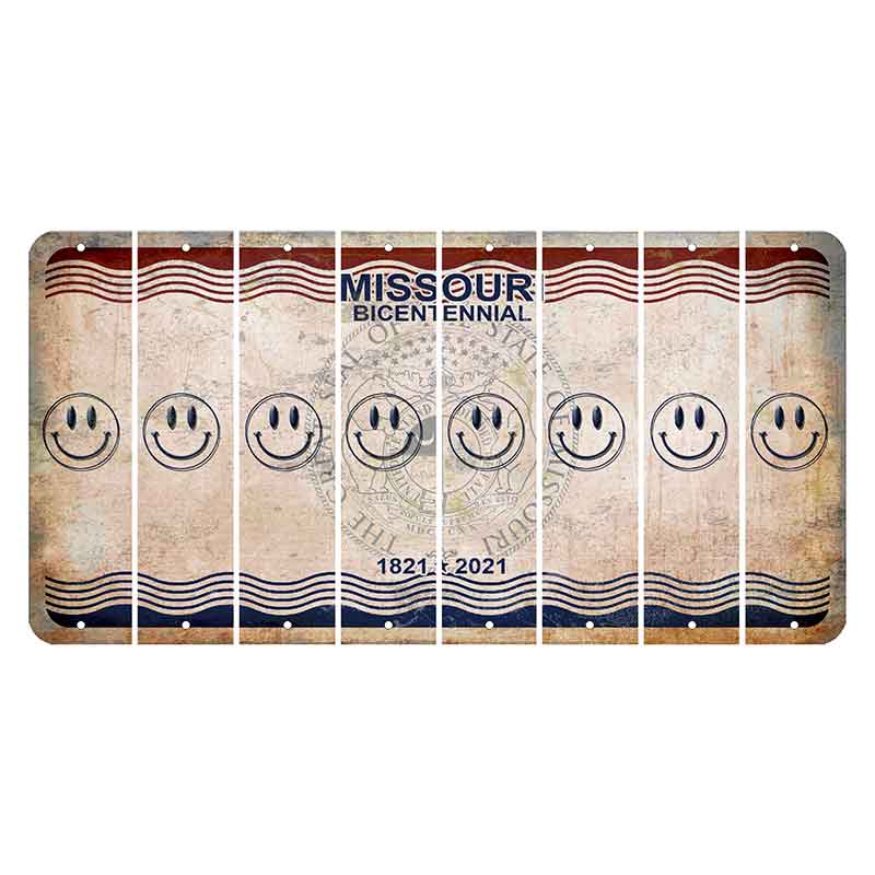 Missouri Bicentennial Cut License Plate Strips (Set of 8) Smiley Face