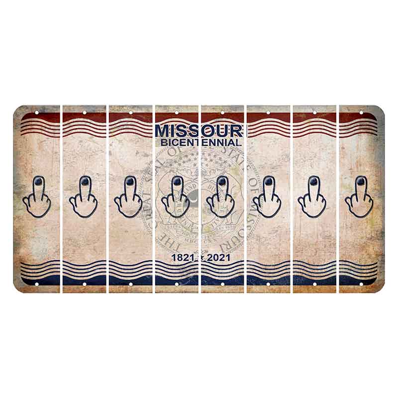 Missouri Bicentennial Cut License Plate Strips (Set of 8) Middle Finger