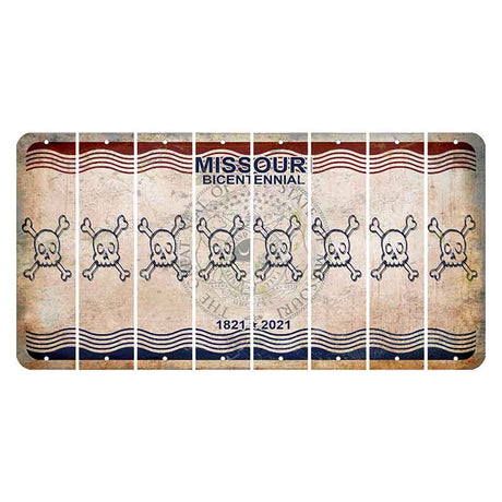 Missouri Bicentennial Cut License Plate Strips (Set of 8) Skull & Bones