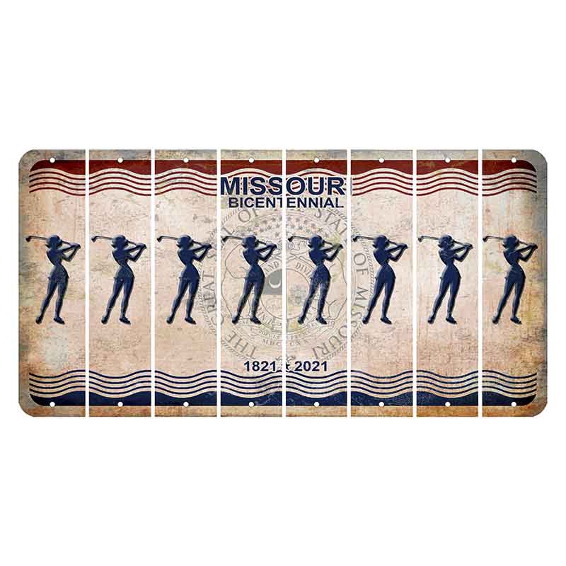 Missouri Bicentennial Cut License Plate Strips (Set of 8) Female Golfer