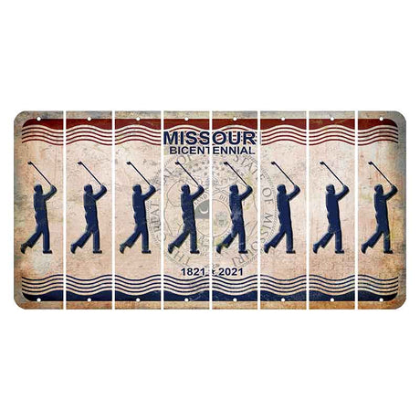 Missouri Bicentennial Cut License Plate Strips (Set of 8) Male Golfer