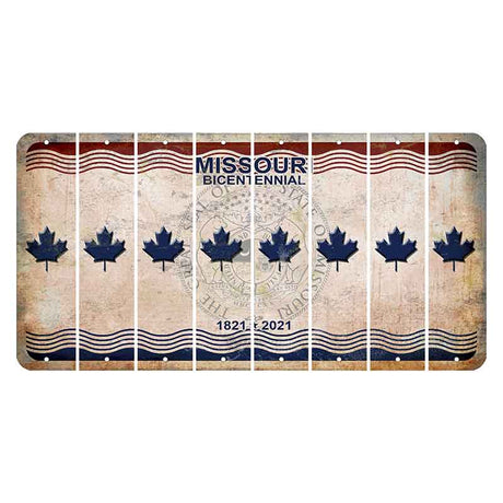 Missouri Bicentennial Cut License Plate Strips (Set of 8) Maple Leaf