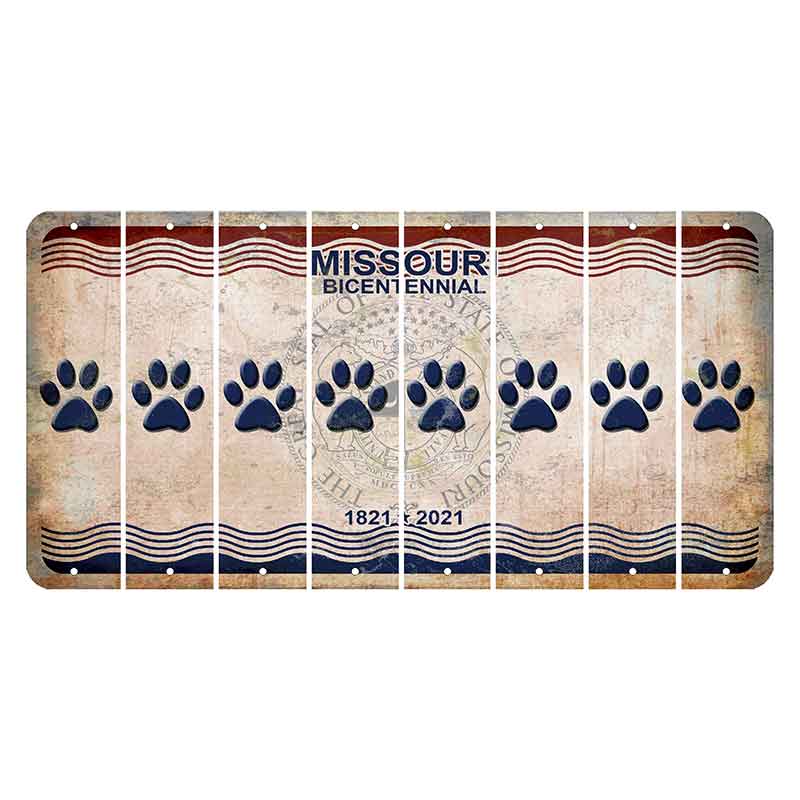 Missouri Bicentennial Cut License Plate Strips (Set of 8) Dog Paw