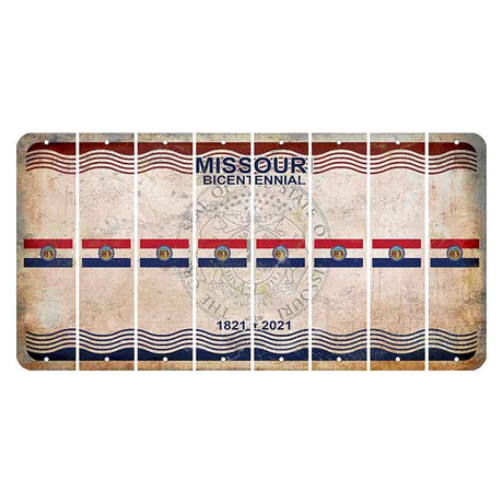 Missouri Bicentennial Cut License Plate Strips (Set of 8) State Flag