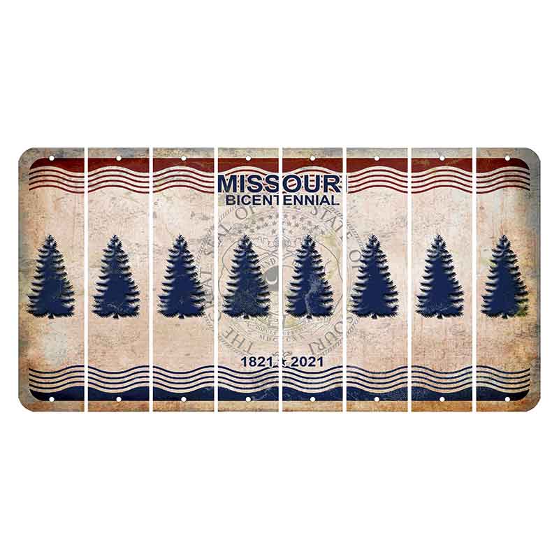 Missouri Bicentennial Cut License Plate Strips (Set of 8) Pine Tree