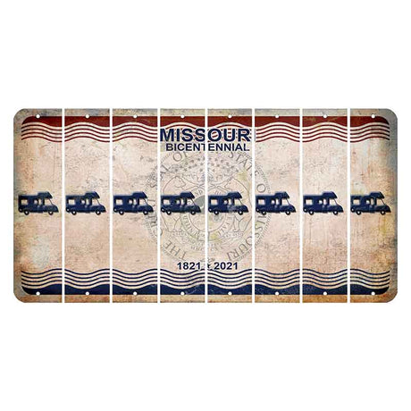 Missouri Bicentennial Cut License Plate Strips (Set of 8) Camper