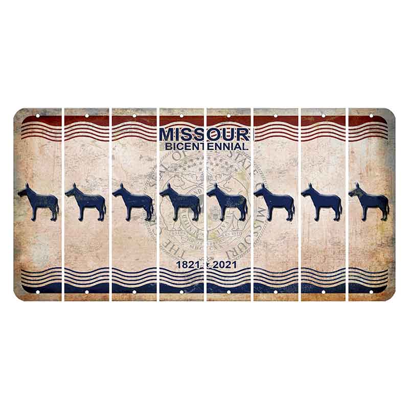 Missouri Bicentennial Cut License Plate Strips (Set of 8) Donkey