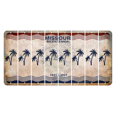 Missouri Bicentennial Cut License Plate Strips (Set of 8) Palm Trees