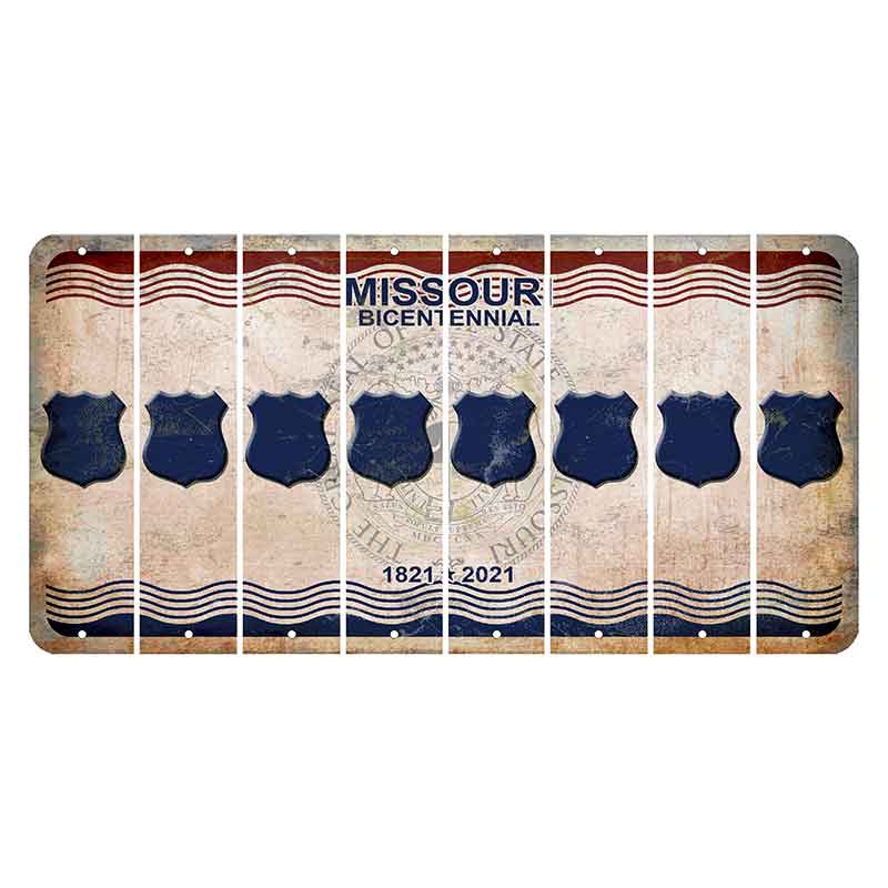 Missouri Bicentennial Cut License Plate Strips (Set of 8) Police Badge