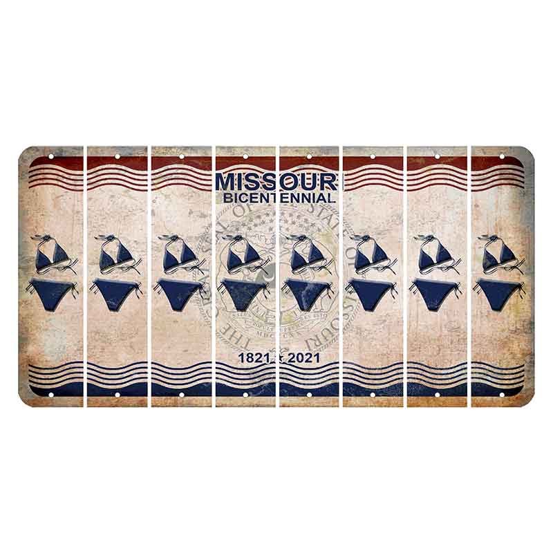 Missouri Bicentennial Cut License Plate Strips (Set of 8) Bikini