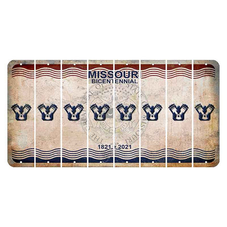 Missouri Bicentennial Cut License Plate Strips (Set of 8) Engine