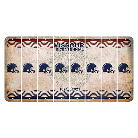 Missouri Bicentennial Cut License Plate Strips (Set of 8) Football Helmet