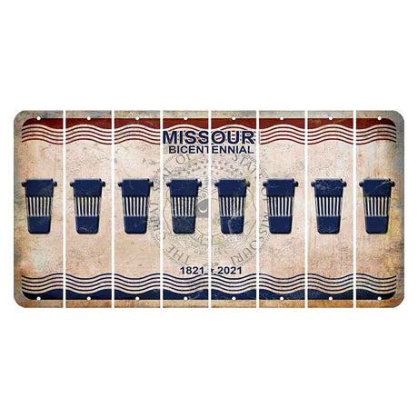 Missouri Bicentennial Cut License Plate Strips (Set of 8) Latte