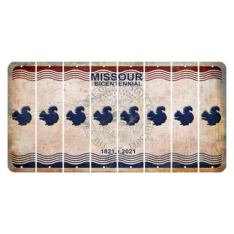 Missouri Bicentennial Cut License Plate Strips (Set of 8) Squirrel