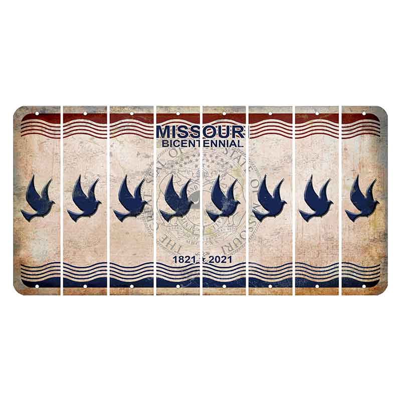 Missouri Bicentennial Cut License Plate Strips (Set of 8) Dove