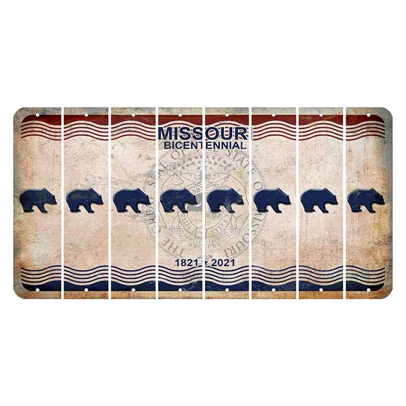 Missouri Bicentennial Cut License Plate Strips (Set of 8) Bear