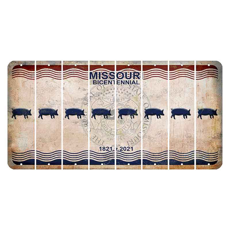 Missouri Bicentennial Cut License Plate Strips (Set of 8) Pig