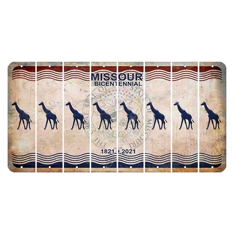 Missouri Bicentennial Cut License Plate Strips (Set of 8) Giraffe