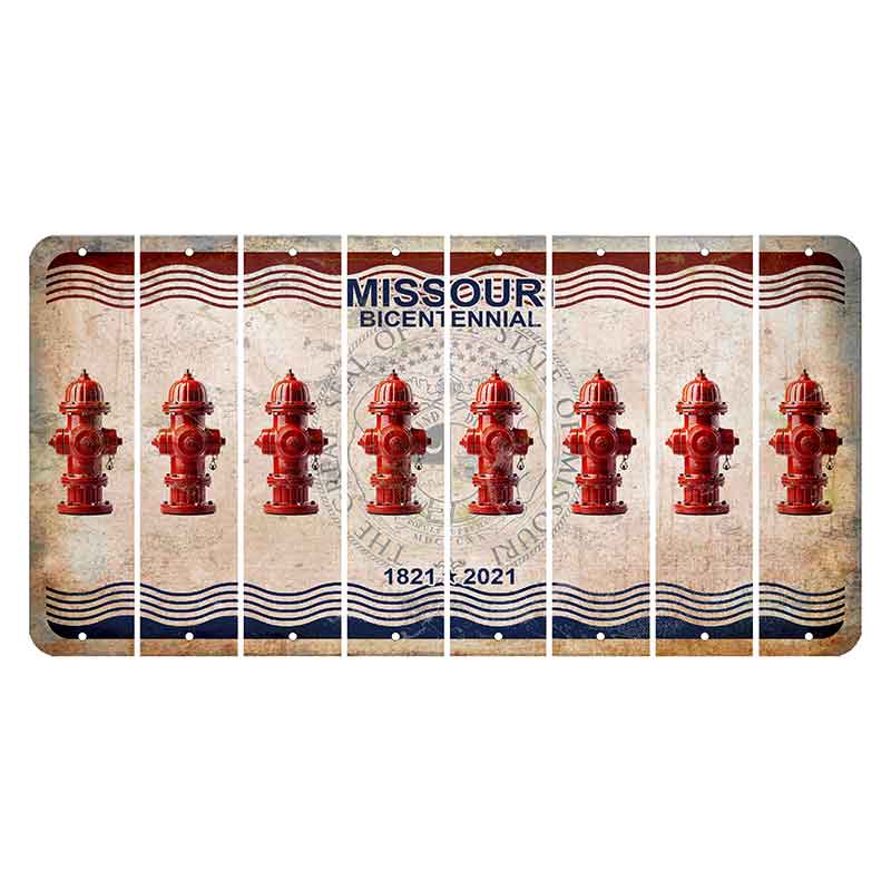 Missouri Bicentennial Cut License Plate Strips (Set of 8) Fire Hydrant