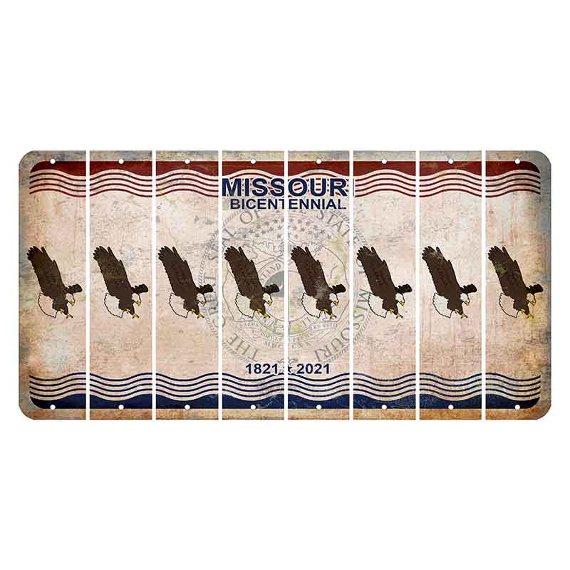 Missouri Bicentennial Cut License Plate Strips (Set of 8) Bald Eagle