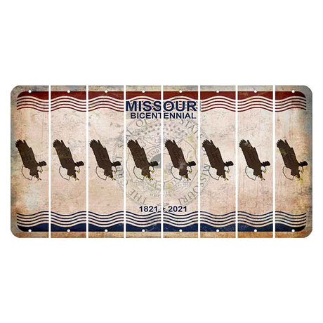 Missouri Bicentennial Cut License Plate Strips (Set of 8) Bald Eagle