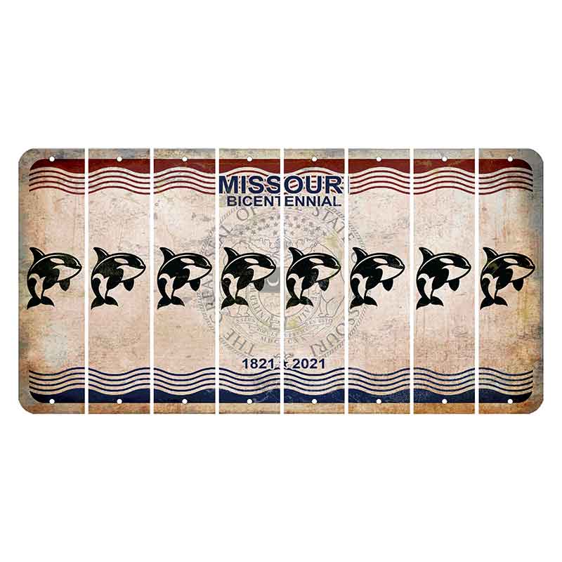 Missouri Bicentennial Cut License Plate Strips (Set of 8) Whale