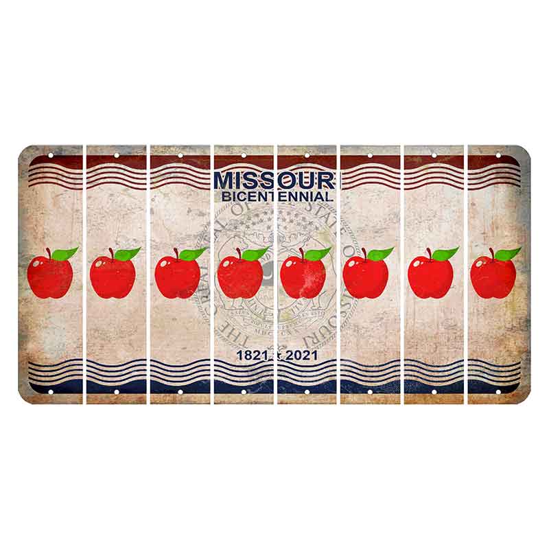 Missouri Bicentennial Cut License Plate Strips (Set of 8) Apple