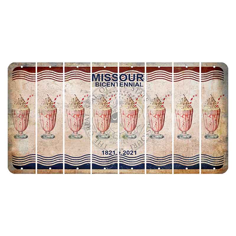 Missouri Bicentennial Cut License Plate Strips (Set of 8) Milkshake