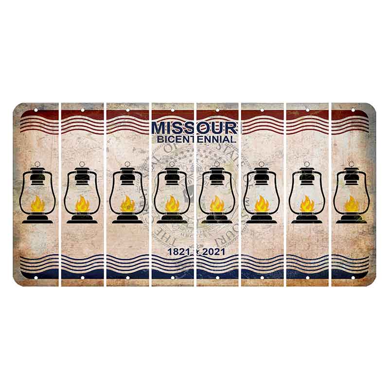 Missouri Bicentennial Cut License Plate Strips (Set of 8) Lantern