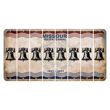 Missouri Bicentennial Cut License Plate Strips (Set of 8) Liberty Bell