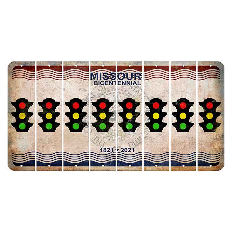 Missouri Bicentennial Cut License Plate Strips (Set of 8) Traffic Light