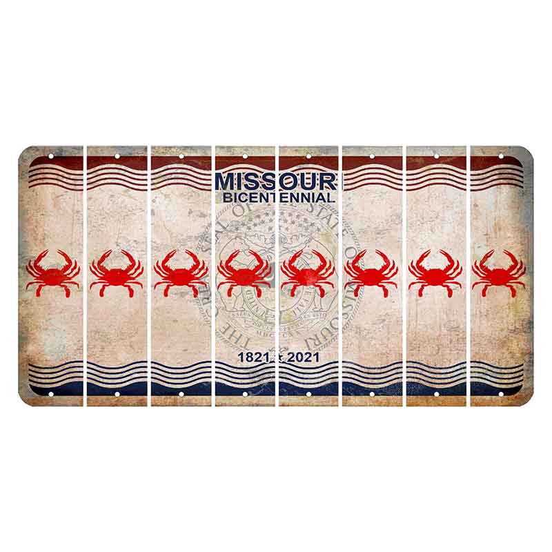 Missouri Bicentennial Cut License Plate Strips (Set of 8) Crab