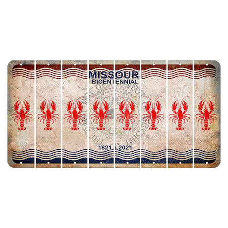 Missouri Bicentennial Cut License Plate Strips (Set of 8) Lobster