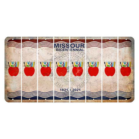 Missouri Bicentennial Cut License Plate Strips (Set of 8) Teacher Apple