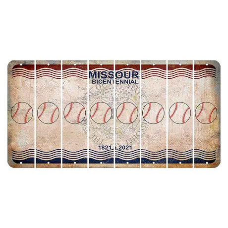 Missouri Bicentennial Cut License Plate Strips (Set of 8) Baseball