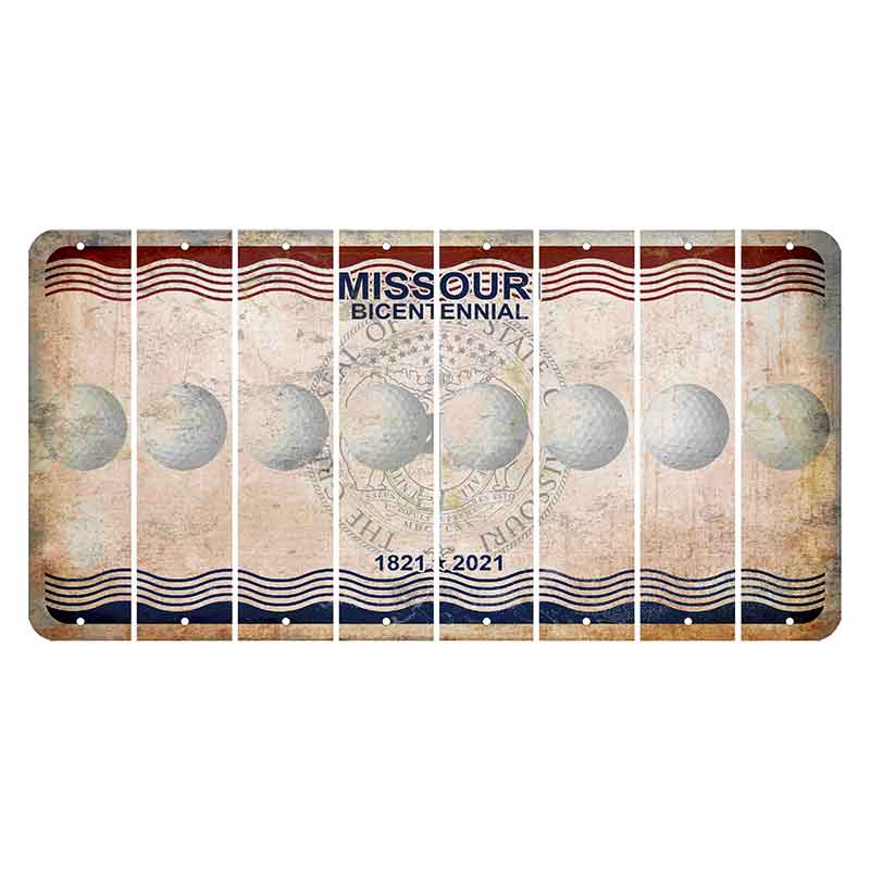 Missouri Bicentennial Cut License Plate Strips (Set of 8) Golfball