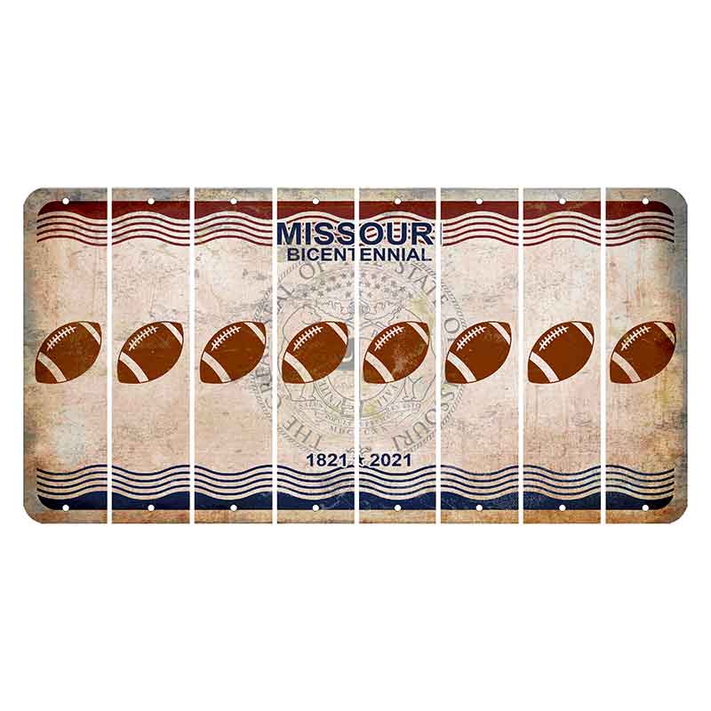 Missouri Bicentennial Cut License Plate Strips (Set of 8) Football