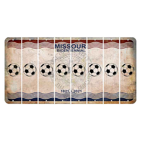 Missouri Bicentennial Cut License Plate Strips (Set of 8) Soccerball