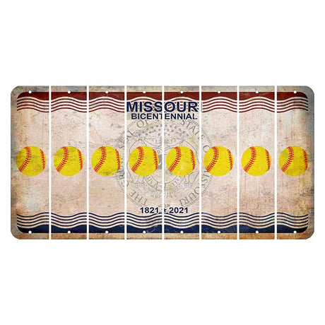 Missouri Bicentennial Cut License Plate Strips (Set of 8) Softball