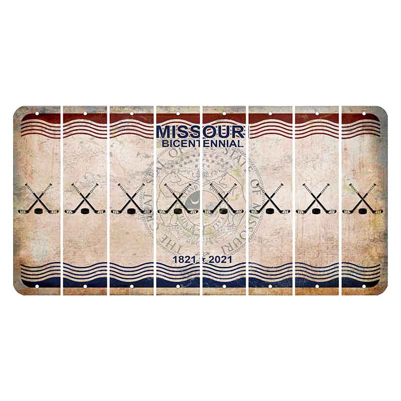 Missouri Bicentennial Cut License Plate Strips (Set of 8) Hockey