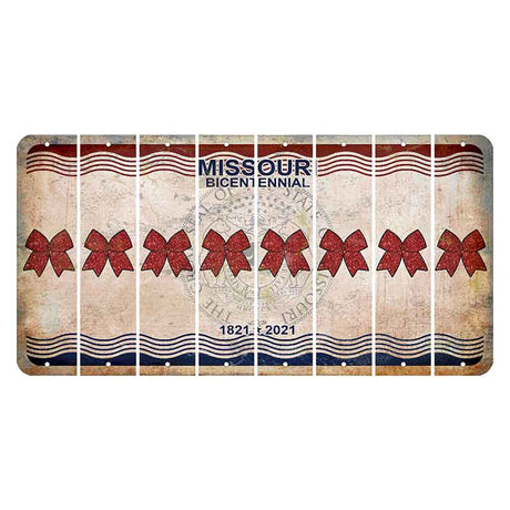 Missouri Bicentennial Cut License Plate Strips (Set of 8) Cheer Bow