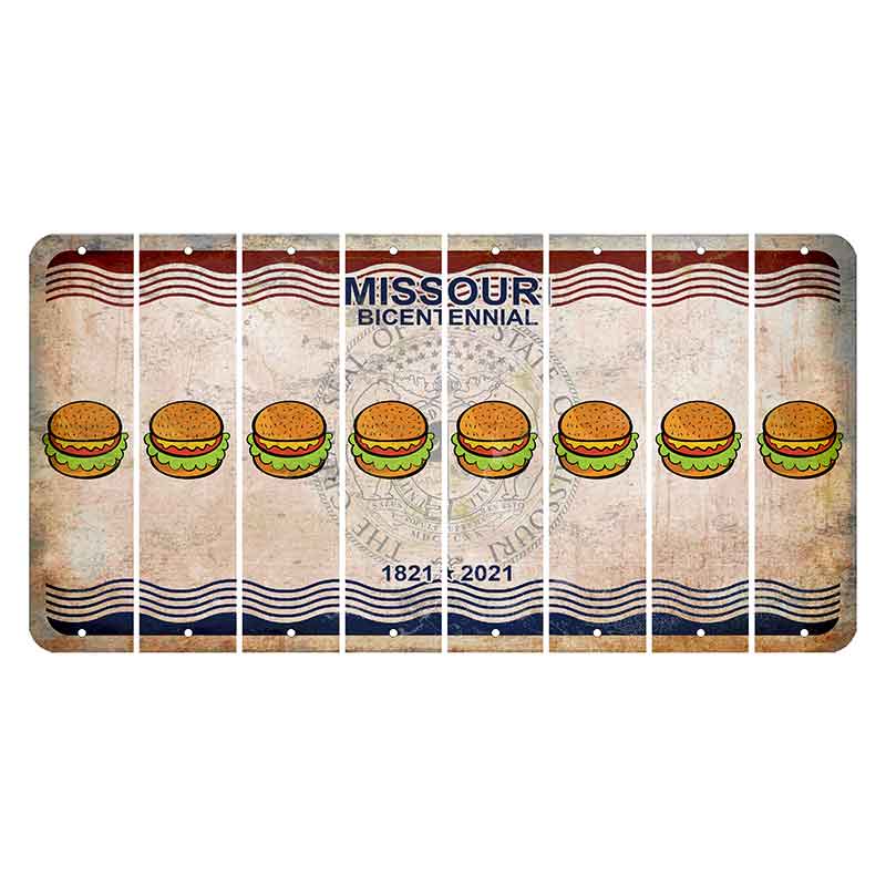 Missouri Bicentennial Cut License Plate Strips (Set of 8) Hamburger