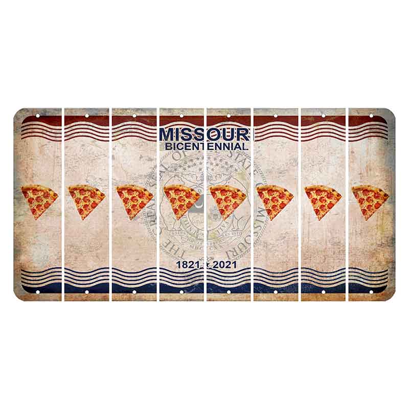 Missouri Bicentennial Cut License Plate Strips (Set of 8) Pizza