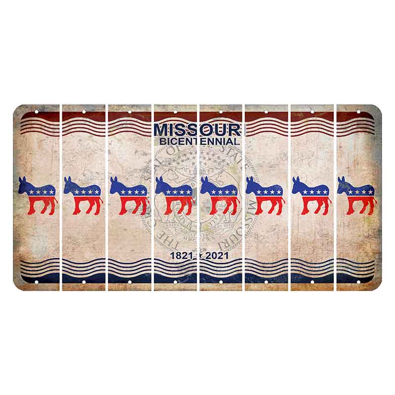 Missouri Bicentennial Cut License Plate Strips (Set of 8) Democrat