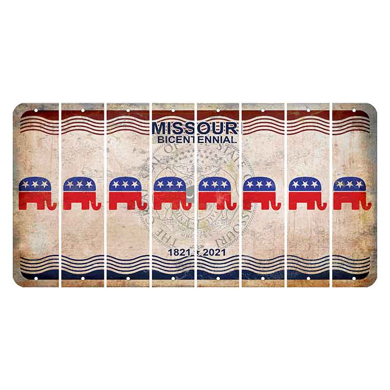 Missouri Bicentennial Cut License Plate Strips (Set of 8) Republican