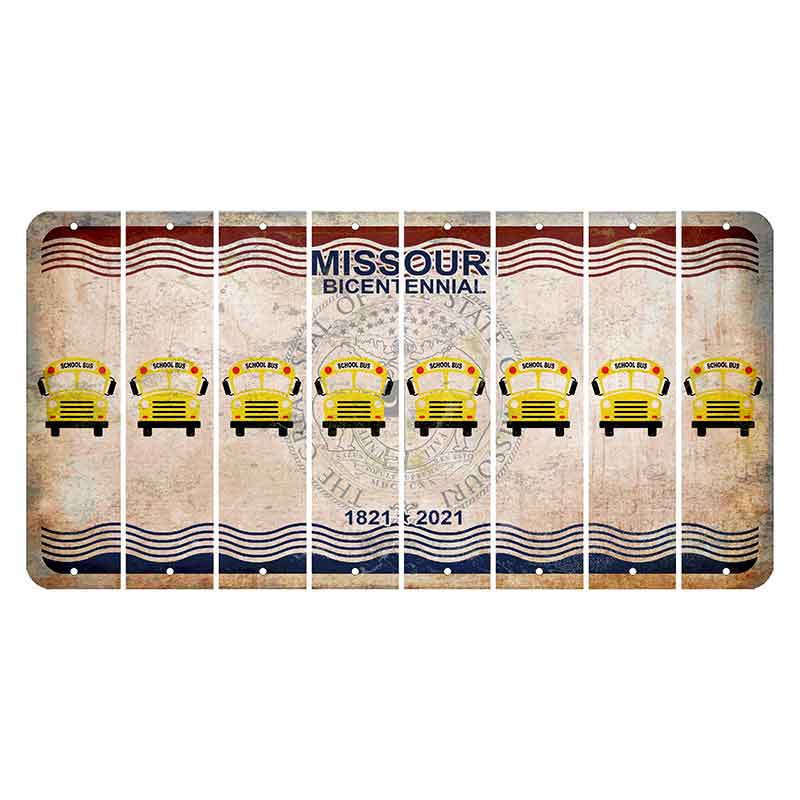 Missouri Bicentennial Cut License Plate Strips (Set of 8) School Bus